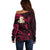 Hawaii Off Shoulder Sweater Niihau Islands Polynesian Sunset Plumeria Pink Vibe LT9 - Polynesian Pride