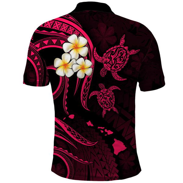 Custom Kauai Hawaii Polo Shirt Polynesian Tattoo and Pacific Plumeria Green Vibe LT9