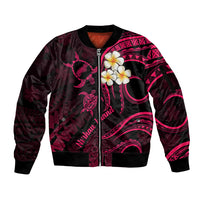 Hawaii Sleeve Zip Bomber Jacket Niihau Islands Polynesian Sunset Plumeria Pink Vibe LT9 Unisex Pink - Polynesian Pride