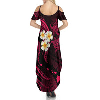 Hawaii Summer Maxi Dress Niihau Islands Polynesian Sunset Plumeria Pink Vibe LT9 - Polynesian Pride