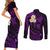 Polynesian Hawaii Couples Short Sleeve Bodycon Dress and Long Sleeve Button Shirts Niihau Islands with Pacific Plumeria Purple Vibe LT9 - Polynesian Pride
