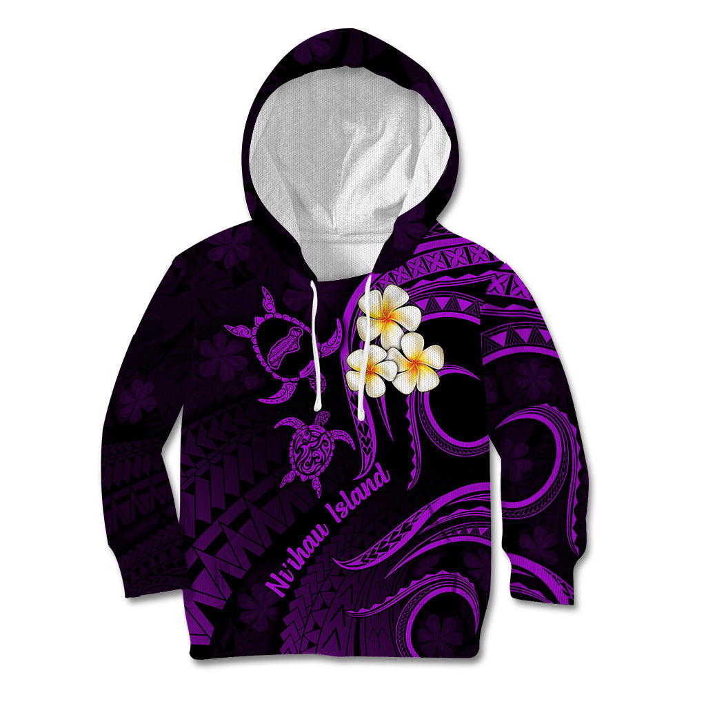 Polynesian Hawaii Kid Hoodie Niihau Islands with Pacific Plumeria Purple Vibe LT9 Hoodie Purple - Polynesian Pride
