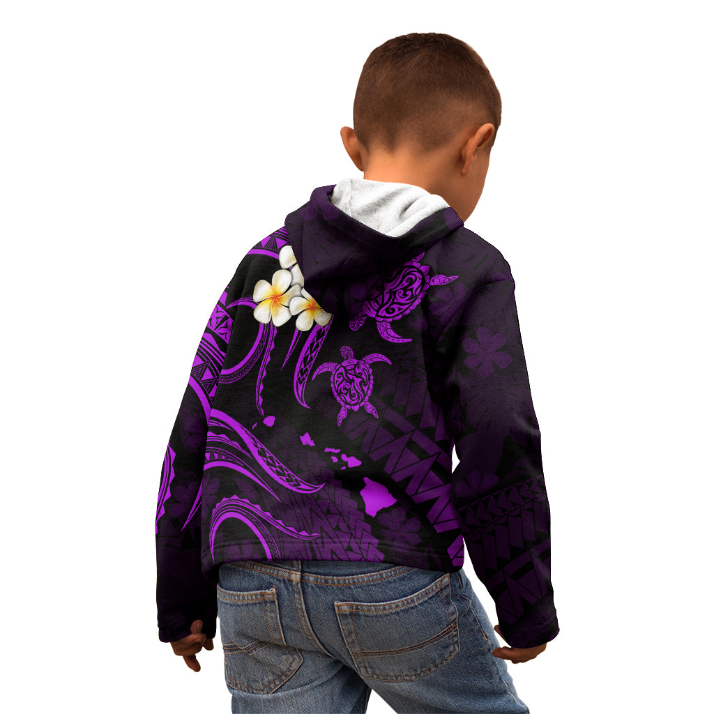 Polynesian Hawaii Kid Hoodie Niihau Islands with Pacific Plumeria Purple Vibe LT9 - Polynesian Pride