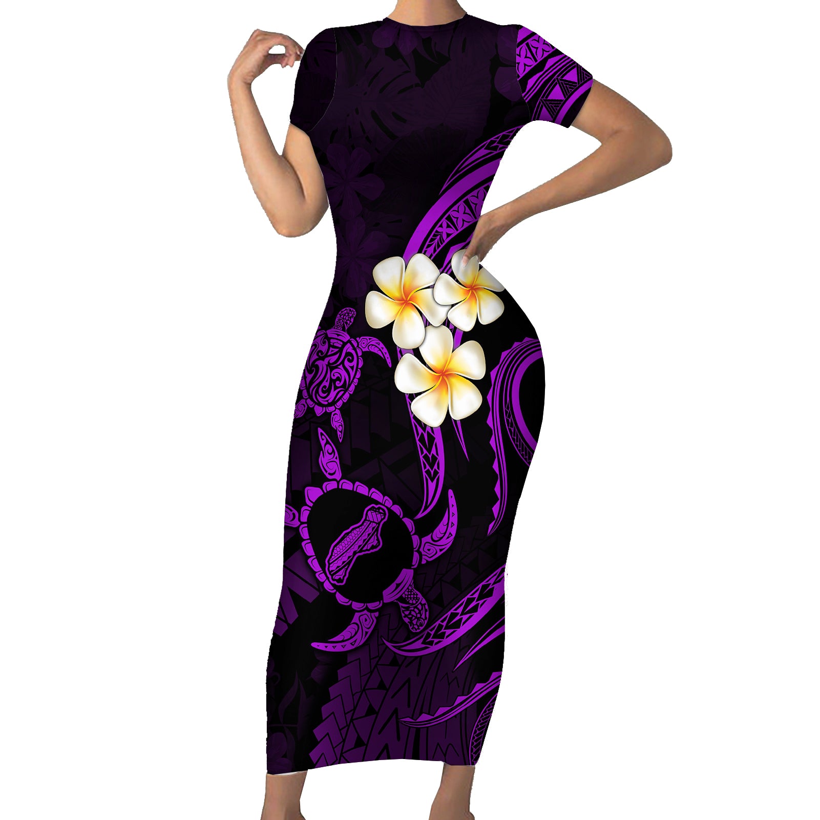 open lace back dress Vintage 1960s Ludy's Purple Hawaiian Wrap Maxi Dress – ThisBlueBird main image 1