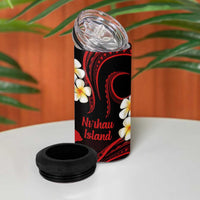 Hawaii Ni'ihau Islands Pacific Plumeria 4 in 1 Can Cooler Tumbler Red Polynesian Tattoo