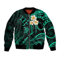 Polynesian Hawaii Bomber Jacket Niihau Islands with Pacific Plumeria Turquoise Vibe LT9 Unisex Turquoise - Polynesian Pride