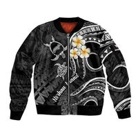 Polynesian Hawaii Sleeve Zip Bomber Jacket Niihau Islands with Pacific Plumeria White Vibe LT9 Unisex White - Polynesian Pride