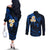 Hawaii Couples Off The Shoulder Long Sleeve Dress and Long Sleeve Button Shirts Molokai Islands Polynesian Sunset Plumeria Blue Vibe LT9 - Polynesian Pride