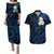 Hawaii Couples Puletasi Dress and Hawaiian Shirt Molokai Islands Polynesian Sunset Plumeria Blue Vibe LT9 Blue - Polynesian Pride