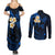 Hawaii Couples Summer Maxi Dress and Long Sleeve Button Shirts Molokai Islands Polynesian Sunset Plumeria Blue Vibe LT9 - Polynesian Pride