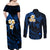 Hawaii Couples Off Shoulder Maxi Dress and Long Sleeve Button Shirts Molokai Islands Polynesian Sunset Plumeria Blue Vibe LT9 - Polynesian Pride
