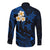 Hawaii Long Sleeve Button Shirt Molokai Islands Polynesian Sunset Plumeria Blue Vibe LT9 - Polynesian Pride