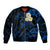 Hawaii Sleeve Zip Bomber Jacket Molokai Islands Polynesian Sunset Plumeria Blue Vibe LT9 Unisex Blue - Polynesian Pride