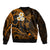 Hawaii Bomber Jacket Molokai Islands Polynesian Sunset Plumeria Gold Vibe LT9 - Polynesian Pride