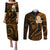 Hawaii Couples Puletasi Dress and Long Sleeve Button Shirts Molokai Islands Polynesian Sunset Plumeria Gold Vibe LT9 Gold - Polynesian Pride