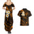 Hawaii Couples Summer Maxi Dress and Hawaiian Shirt Molokai Islands Polynesian Sunset Plumeria Gold Vibe LT9 - Polynesian Pride