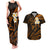 Hawaii Couples Matching Tank Maxi Dress And Hawaiian Shirt Molokai Islands Polynesian Sunset Plumeria Gold Vibe LT9 Gold - Polynesian Pride