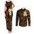 Hawaii Couples Matching Tank Maxi Dress and Long Sleeve Button Shirts Molokai Islands Polynesian Sunset Plumeria Gold Vibe LT9 Gold - Polynesian Pride