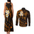 Hawaii Couples Matching Tank Maxi Dress and Long Sleeve Button Shirts Molokai Islands Polynesian Sunset Plumeria Gold Vibe LT9 - Polynesian Pride