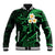 Hawaii Baseball Jacket Molokai Islands Polynesian Sunset Plumeria Green Vibe LT9 Unisex Green - Polynesian Pride