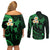 Hawaii Couples Off Shoulder Short Dress and Long Sleeve Button Shirts Molokai Islands Polynesian Sunset Plumeria Green Vibe LT9 - Polynesian Pride