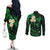 Hawaii Couples Off The Shoulder Long Sleeve Dress and Long Sleeve Button Shirts Molokai Islands Polynesian Sunset Plumeria Green Vibe LT9 - Polynesian Pride
