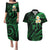 Hawaii Couples Puletasi Dress and Hawaiian Shirt Molokai Islands Polynesian Sunset Plumeria Green Vibe LT9 Green - Polynesian Pride