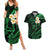 Hawaii Couples Summer Maxi Dress and Hawaiian Shirt Molokai Islands Polynesian Sunset Plumeria Green Vibe LT9 Green - Polynesian Pride