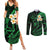 Hawaii Couples Summer Maxi Dress and Long Sleeve Button Shirts Molokai Islands Polynesian Sunset Plumeria Green Vibe LT9 Green - Polynesian Pride