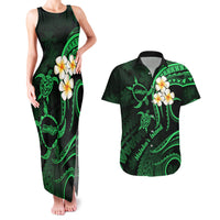 Hawaii Couples Matching Tank Maxi Dress And Hawaiian Shirt Molokai Islands Polynesian Sunset Plumeria Green Vibe LT9 Green - Polynesian Pride