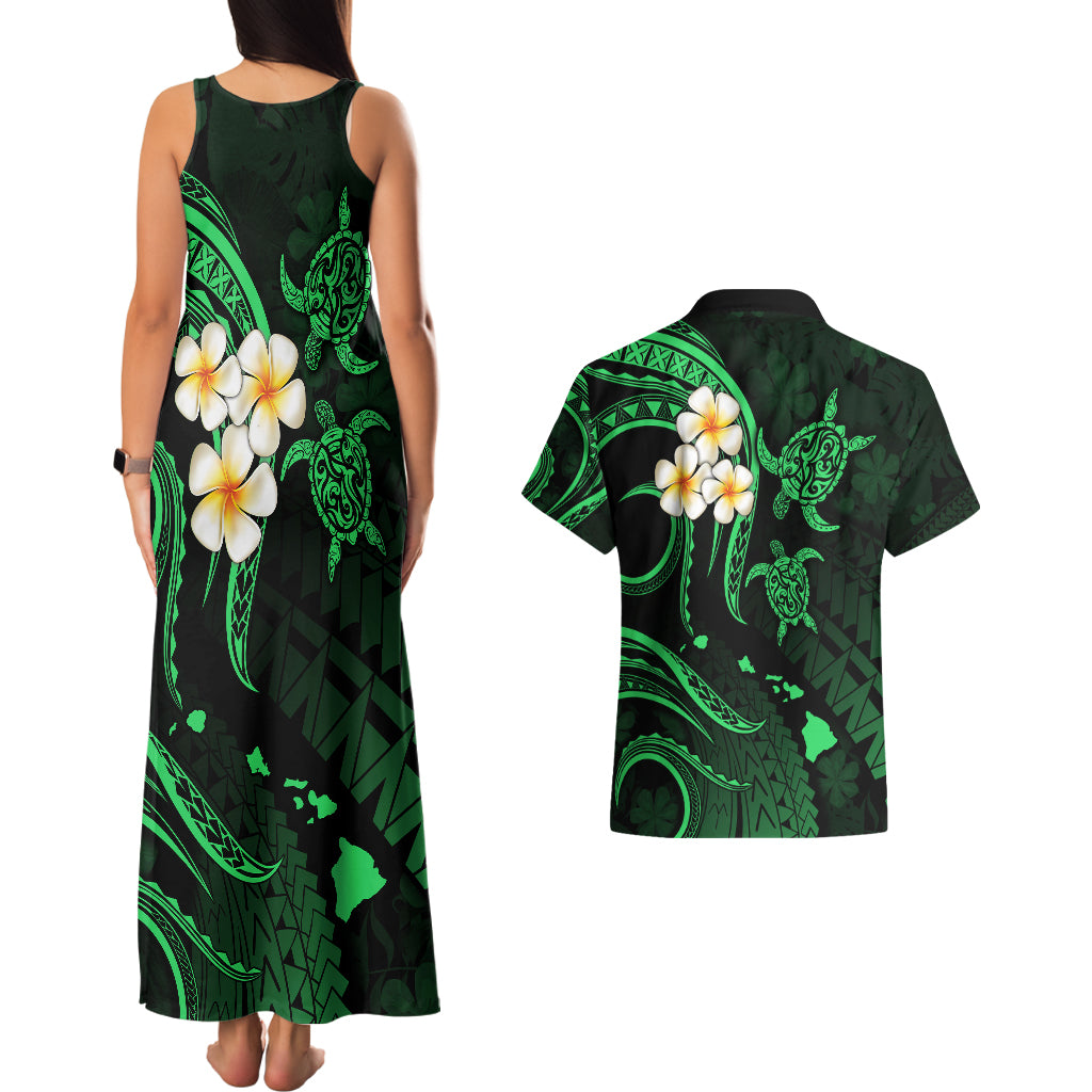 Hawaii Couples Matching Tank Maxi Dress And Hawaiian Shirt Molokai Islands Polynesian Sunset Plumeria Green Vibe LT9 - Polynesian Pride