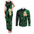 Hawaii Couples Matching Tank Maxi Dress and Long Sleeve Button Shirts Molokai Islands Polynesian Sunset Plumeria Green Vibe LT9 Green - Polynesian Pride