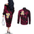 Hawaii Couples Off The Shoulder Long Sleeve Dress and Long Sleeve Button Shirts Molokai Islands Polynesian Sunset Plumeria Pink Vibe LT9 - Polynesian Pride