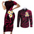 Hawaii Couples Short Sleeve Bodycon Dress and Long Sleeve Button Shirts Molokai Islands Polynesian Sunset Plumeria Pink Vibe LT9 Pink - Polynesian Pride