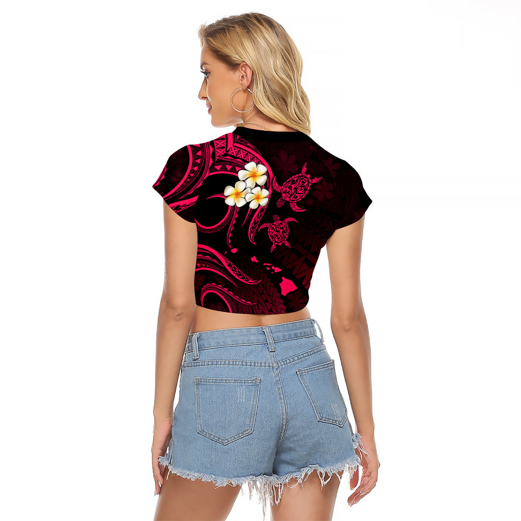 Hawaii Raglan Cropped T Shirt Molokai Islands Polynesian Sunset Plumeria Pink Vibe LT9 - Polynesian Pride