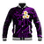 Polynesian Hawaii Baseball Jacket Molokai Islands with Pacific Plumeria Purple Vibe LT9 Unisex Purple - Polynesian Pride