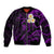 Polynesian Hawaii Bomber Jacket Molokai Islands with Pacific Plumeria Purple Vibe LT9 Unisex Purple - Polynesian Pride