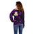 Polynesian Hawaii Off Shoulder Sweater Molokai Islands with Pacific Plumeria Purple Vibe LT9 - Polynesian Pride