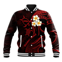 Polynesian Hawaii Baseball Jacket Molokai Islands with Pacific Plumeria Red Vibe LT9 Unisex Red - Polynesian Pride