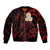 Polynesian Hawaii Sleeve Zip Bomber Jacket Molokai Islands with Pacific Plumeria Red Vibe LT9 Unisex Red - Polynesian Pride