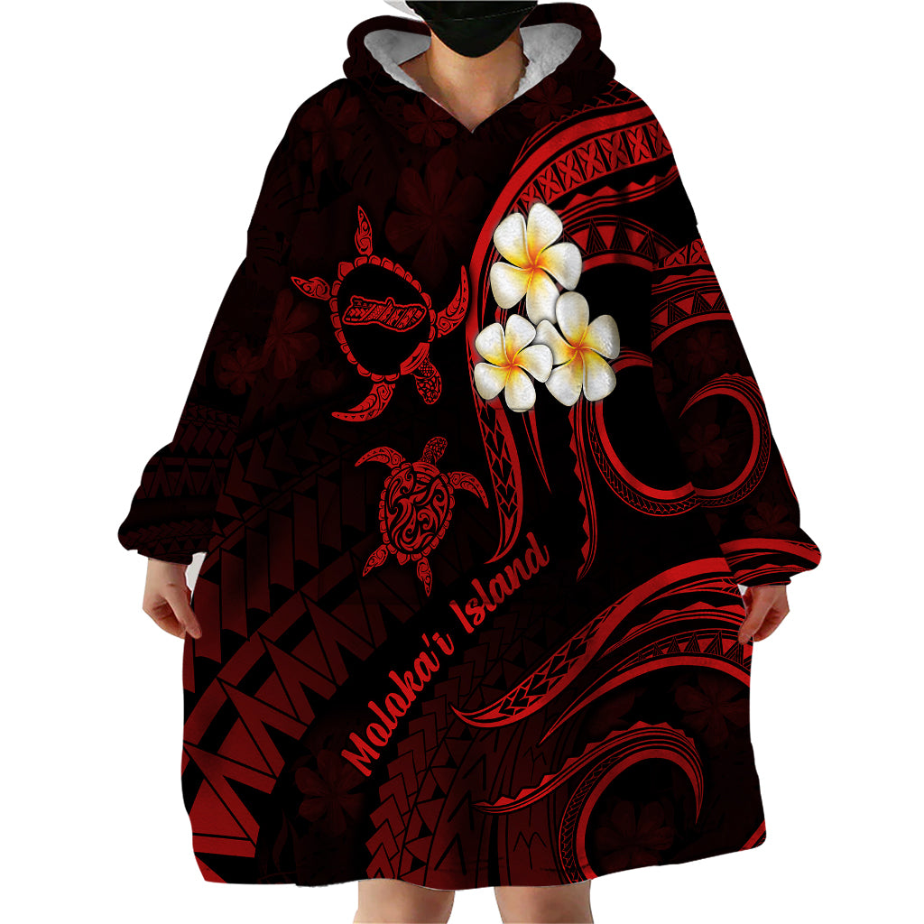 Polynesian Hawaii Wearable Blanket Hoodie Molokai Islands with Pacific Plumeria Red Vibe LT9 - Polynesian Pride