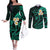 Polynesian Hawaii Couples Off The Shoulder Long Sleeve Dress and Long Sleeve Button Shirts Molokai Islands with Pacific Plumeria Turquoise Vibe LT9 Turquoise - Polynesian Pride