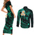Polynesian Hawaii Couples Short Sleeve Bodycon Dress and Long Sleeve Button Shirts Molokai Islands with Pacific Plumeria Turquoise Vibe LT9 - Polynesian Pride
