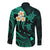 Polynesian Hawaii Long Sleeve Button Shirt Molokai Islands with Pacific Plumeria Turquoise Vibe LT9 - Polynesian Pride