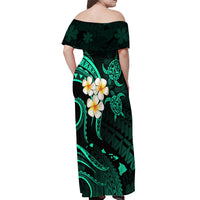 Polynesian Hawaii Off Shoulder Maxi Dress Molokai Islands with Pacific Plumeria Turquoise Vibe LT9 - Polynesian Pride