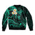 Polynesian Hawaii Sleeve Zip Bomber Jacket Molokai Islands with Pacific Plumeria Turquoise Vibe LT9 - Polynesian Pride