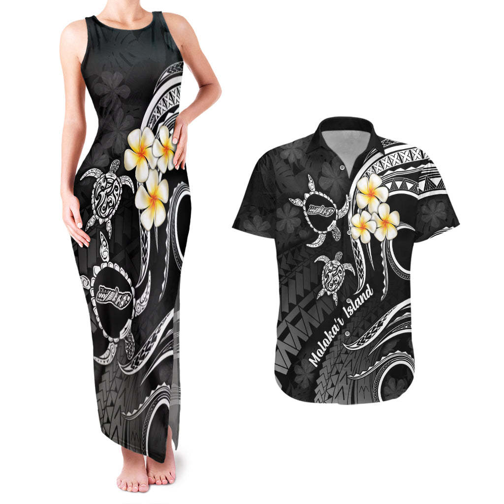 Polynesian Hawaii Couples Matching Tank Maxi Dress And Hawaiian Shirt Molokai Islands with Pacific Plumeria White Vibe LT9 White - Polynesian Pride