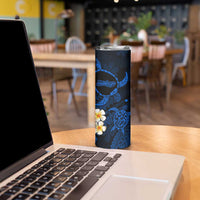 Hawaii Molokaʻi Islands Pacific Plumeria Skinny Tumbler Blue Polynesian Tattoo