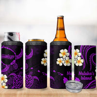 Hawaii Molokaʻi Islands Pacific Plumeria 4 in 1 Can Cooler Tumbler Purple Polynesian Tattoo
