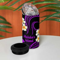 Hawaii Molokaʻi Islands Pacific Plumeria 4 in 1 Can Cooler Tumbler Purple Polynesian Tattoo